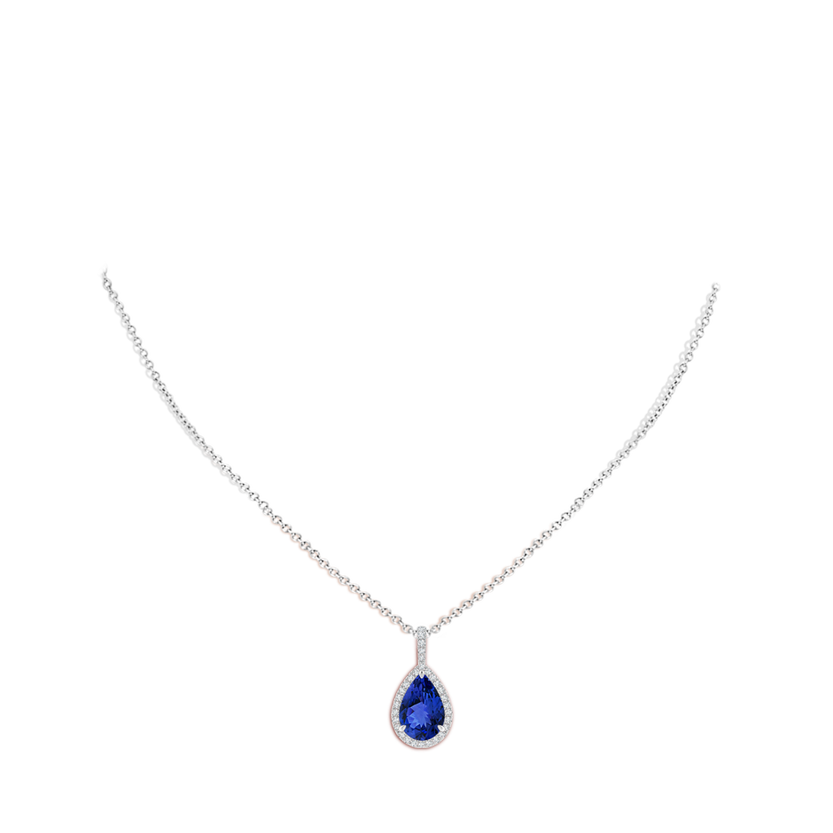 Tanzanite Teardrop Pendant with Diamond Halo