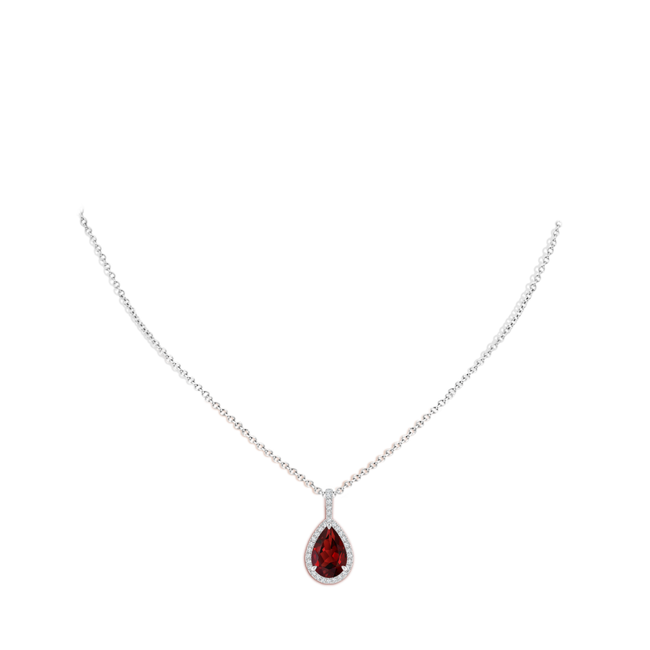 Garnet Teardrop Pendant with Diamond Halo