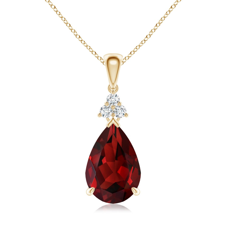Claw-Set Garnet Drop Pendant with Trio Diamonds