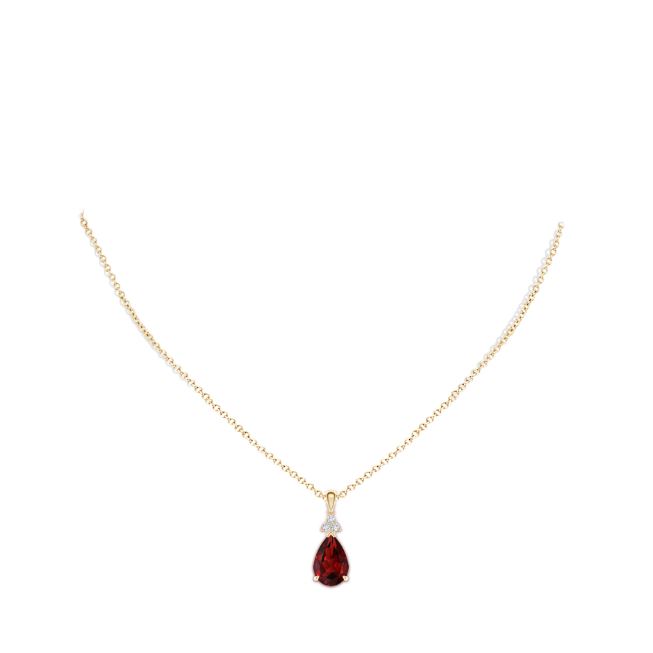 Claw-Set Garnet Drop Pendant with Trio Diamonds