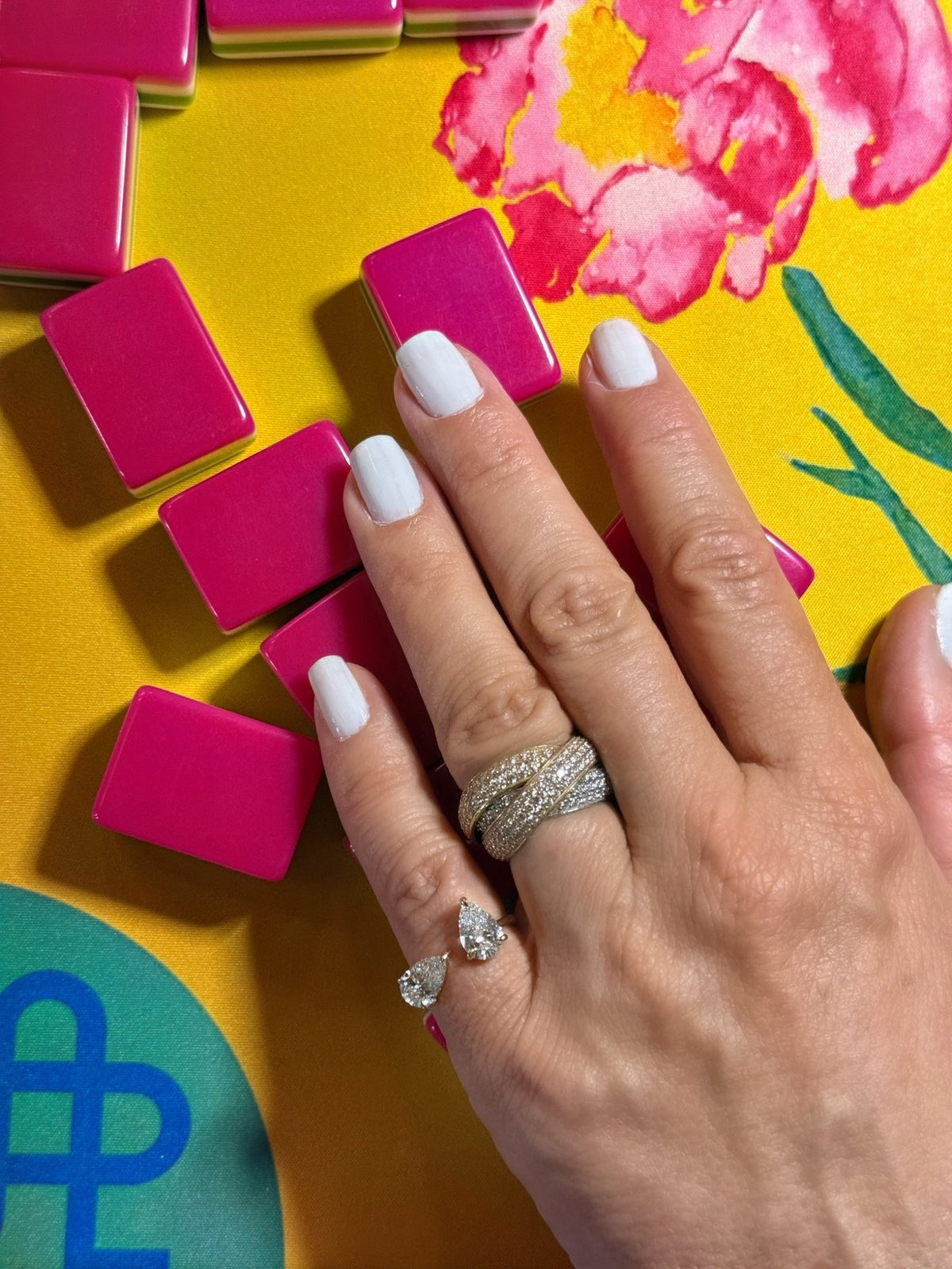 Gold Lab Diamond Double Pear Pinky Ring