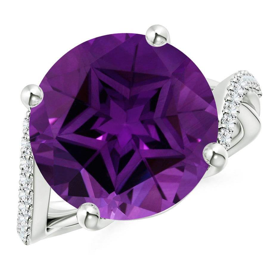 GIA Certified Solitaire Amethyst Twisted Split Shank Ring