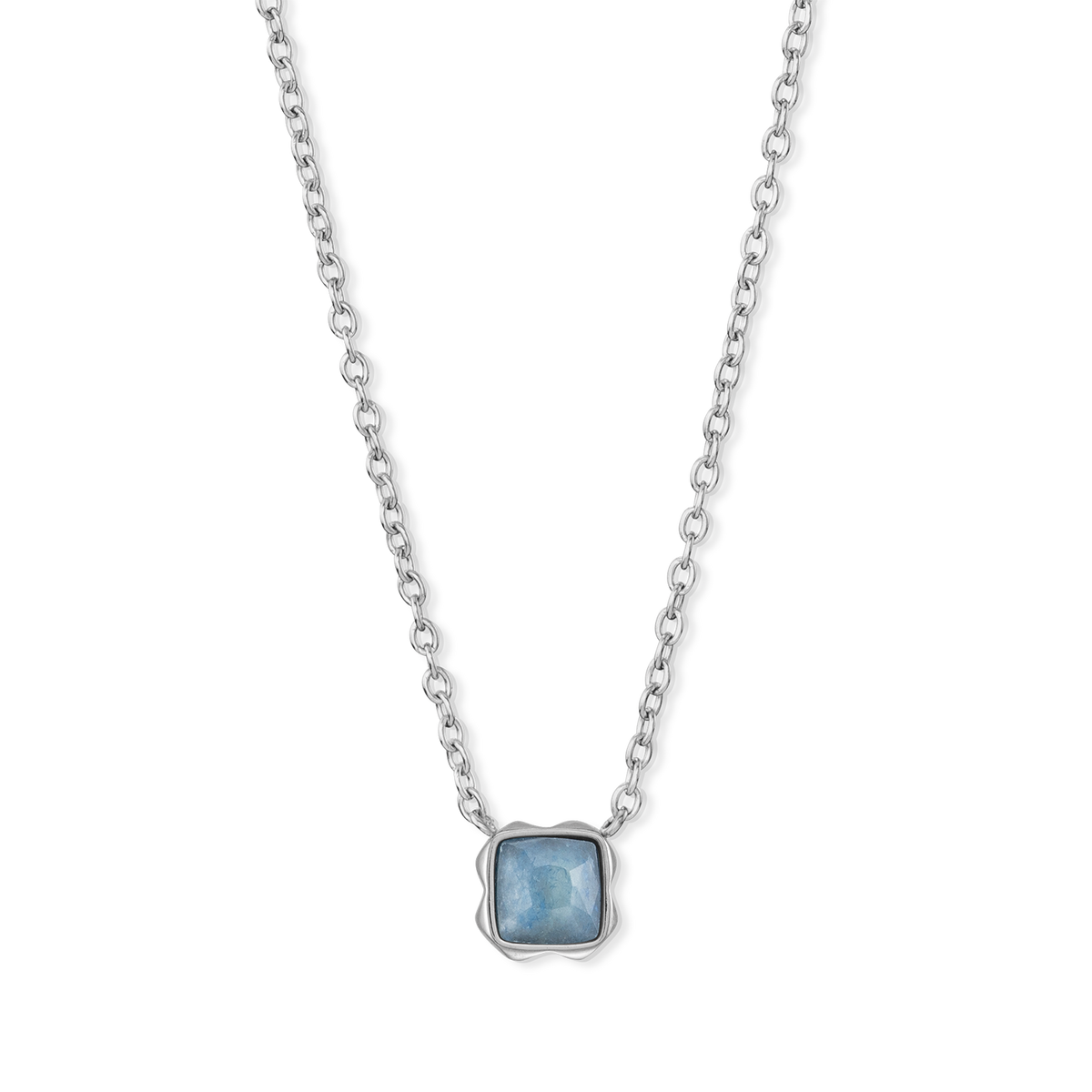Birthstone March Necklace Blue Aventurine Silver