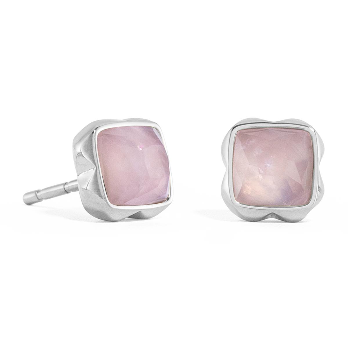 Birthstone October Earrings Rose Quartz Silver