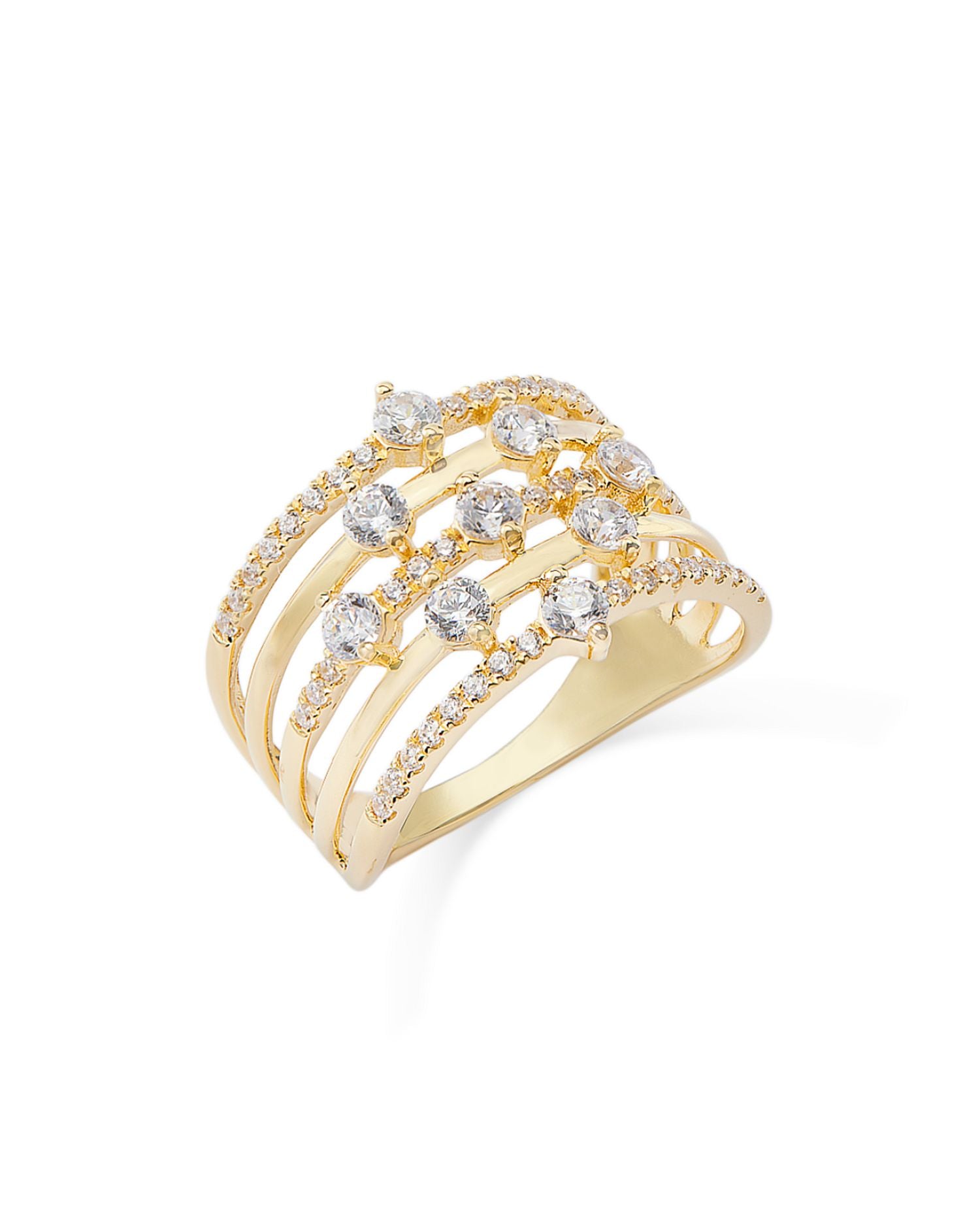 Diamond Multirow Statement Ring in 14K Yellow Gold, 1.0 ct. t.w.