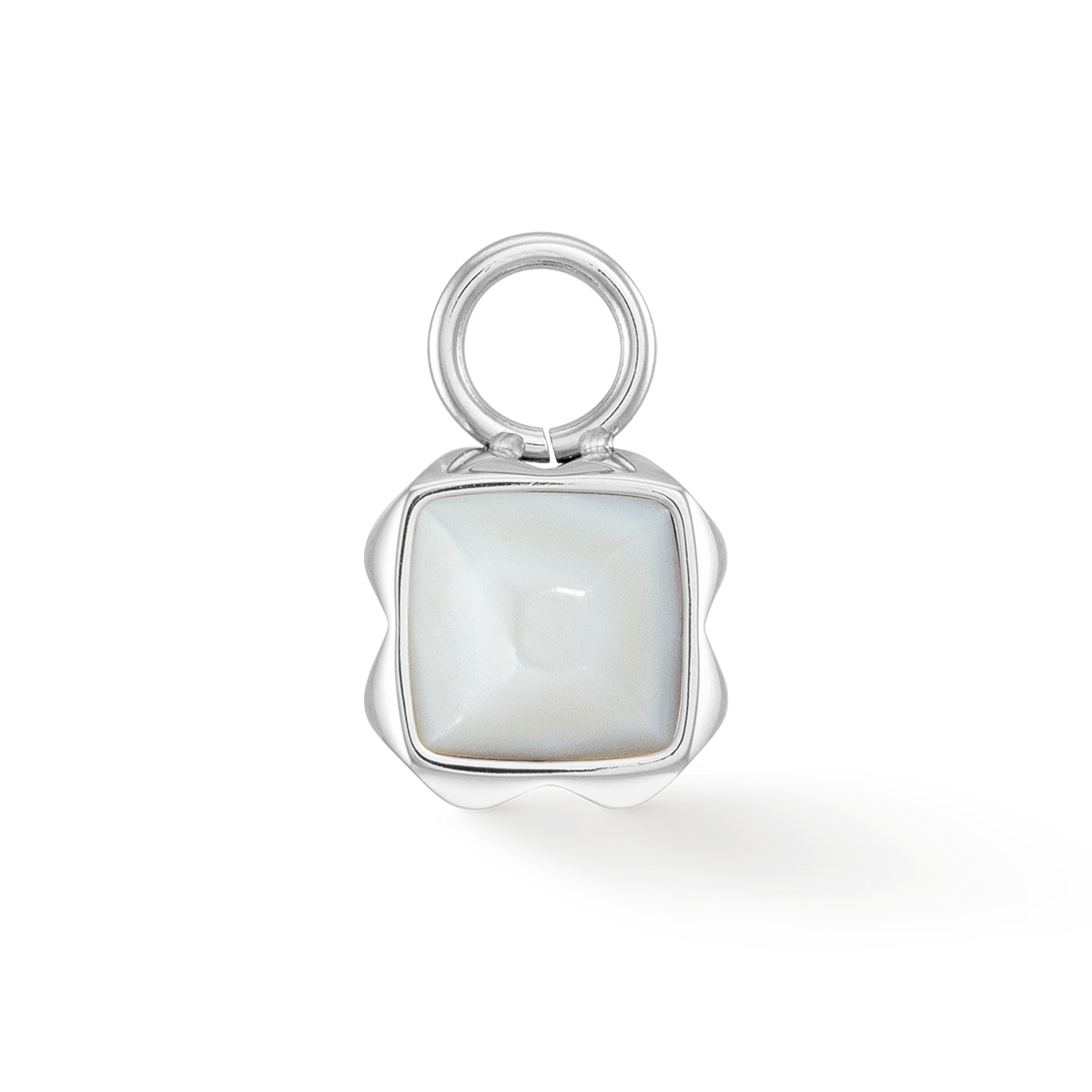 Birthstone April Charm White Quartz Silver