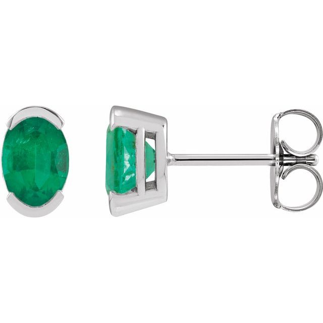 Emerald-Cut Lab-grown Diamond Stud Earrings in 14K White Gold