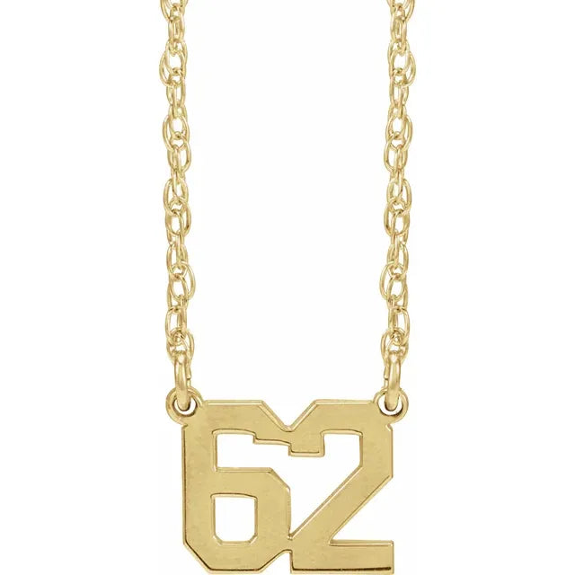 14K Yellow Sports Numbers 16-18' Necklace