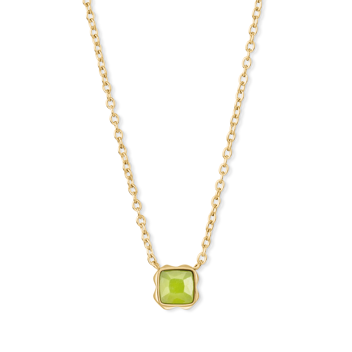 Birthstone August Necklace Green Jade Gold