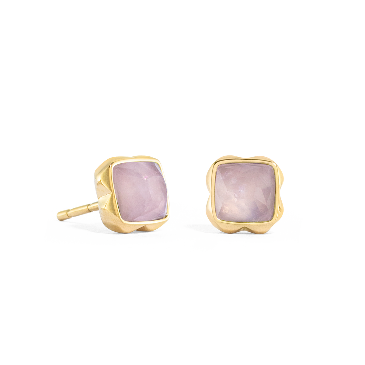 Birthstone October Earrings Rose Quartz Gold