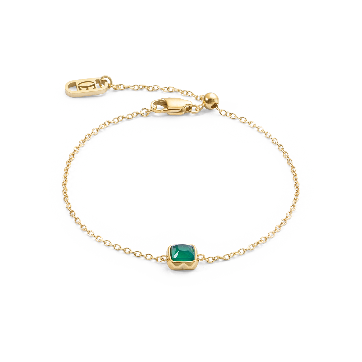 Birthstone May Bracelet Green Agate Gold