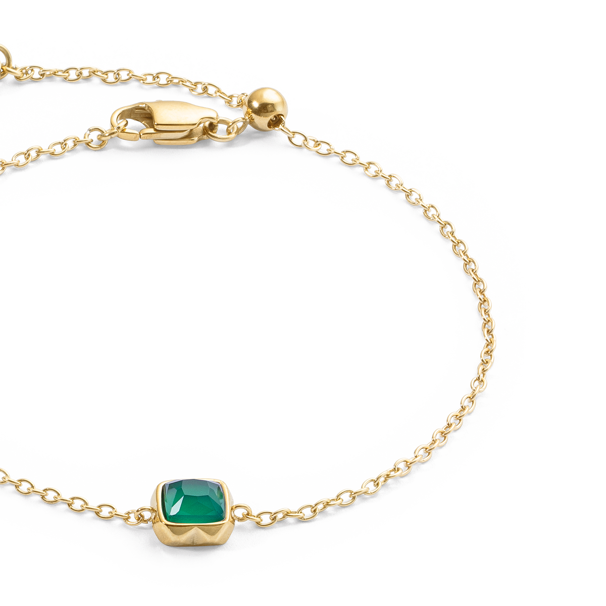 Birthstone May Bracelet Green Agate Gold