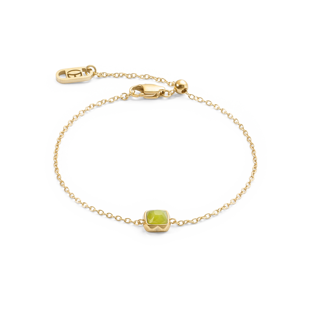 Birthstone August Bracelet Green Jade Gold