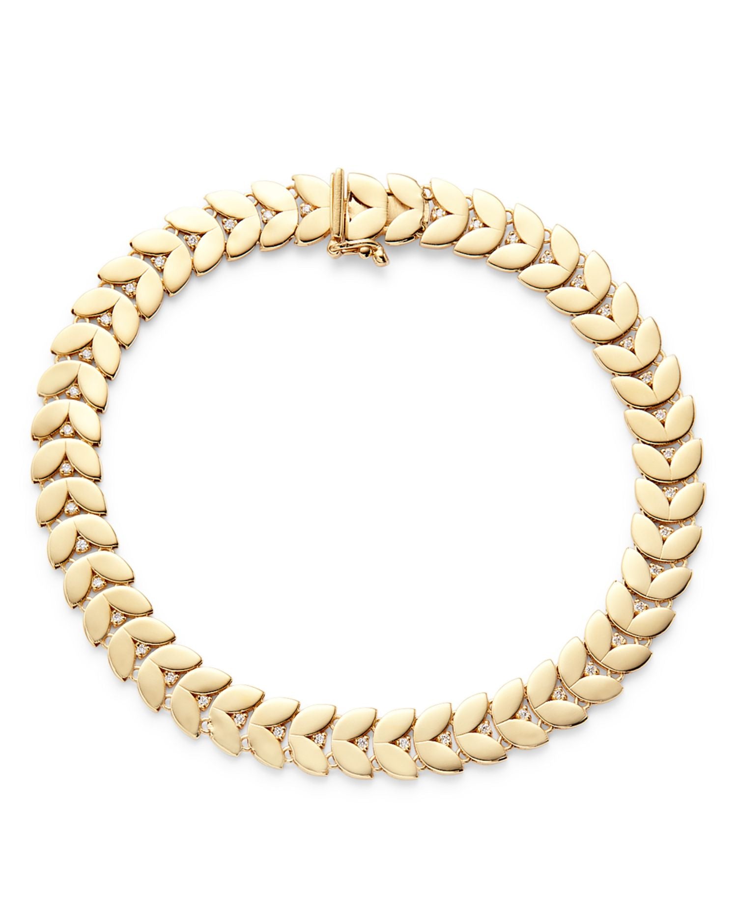 14K Yellow Gold Diamond Chevron Link Bracelet