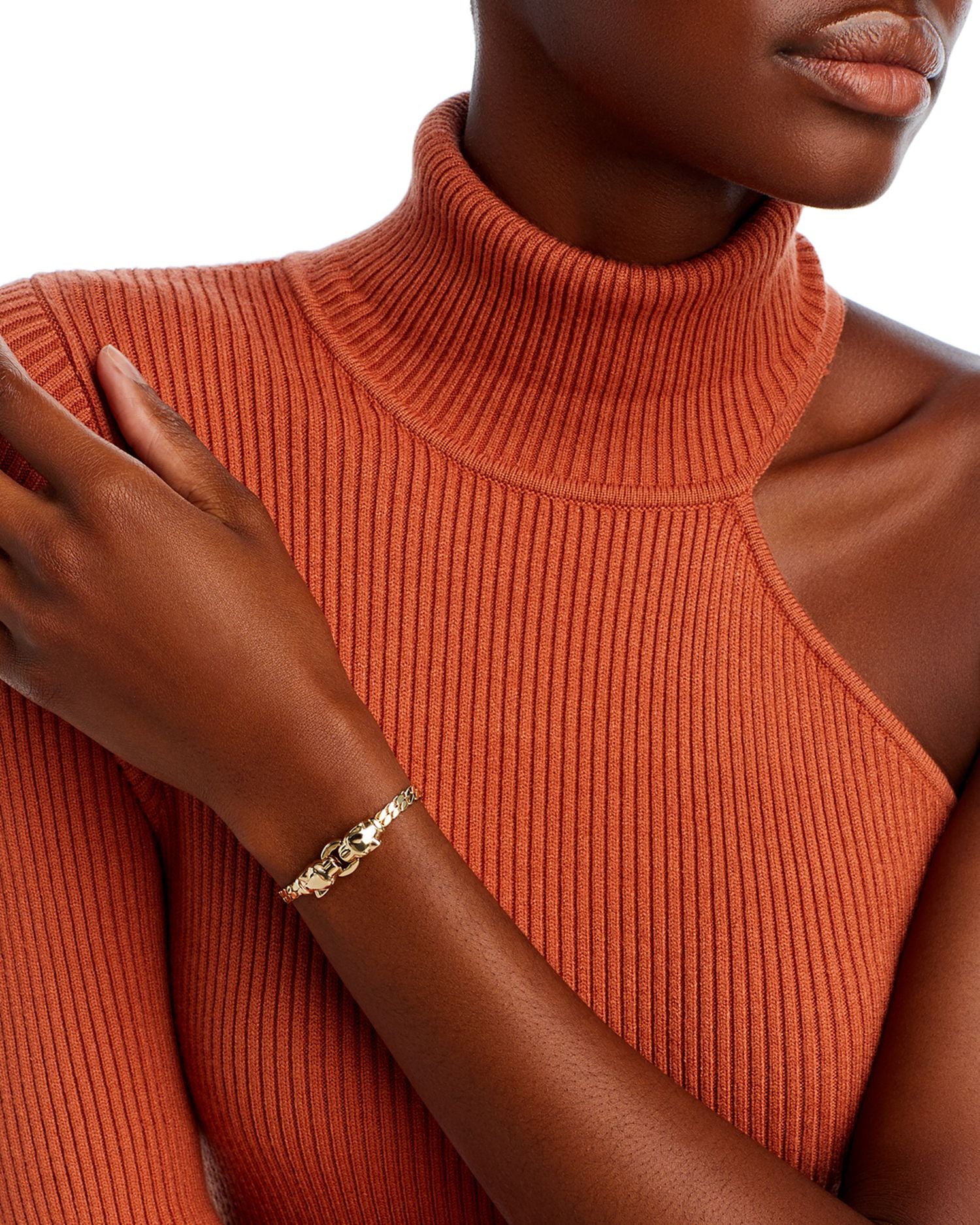 14K Yellow Gold Emerald Eye Panther Bracelet