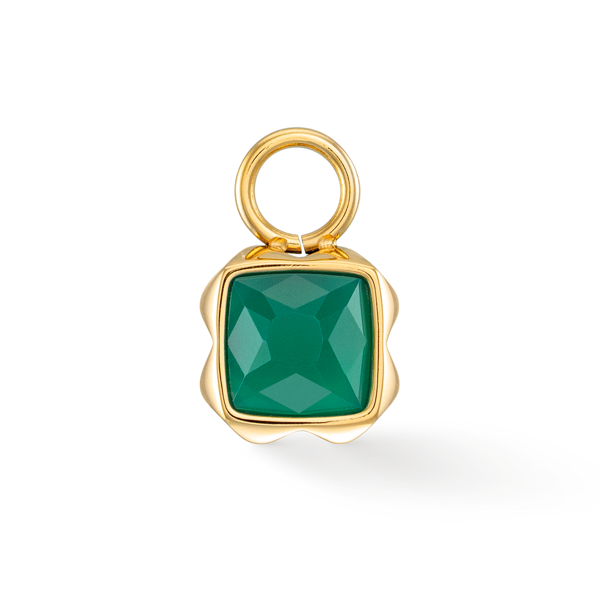 Birthstone May Charm Green Agate Gold