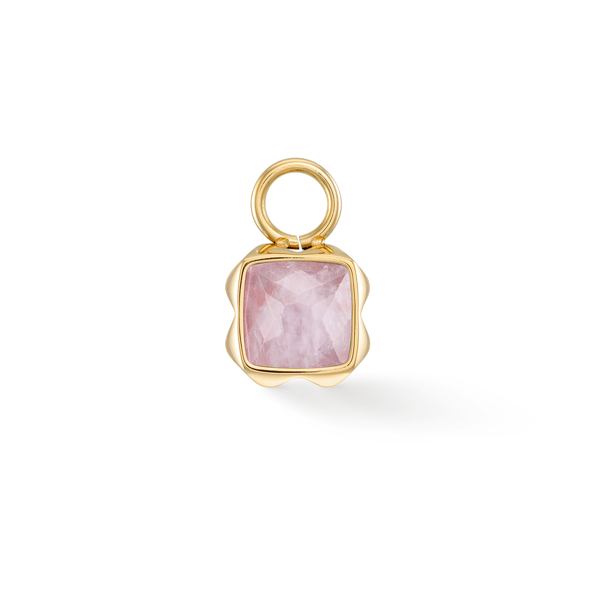 Birthstone October Charm Rose Quartz Gold