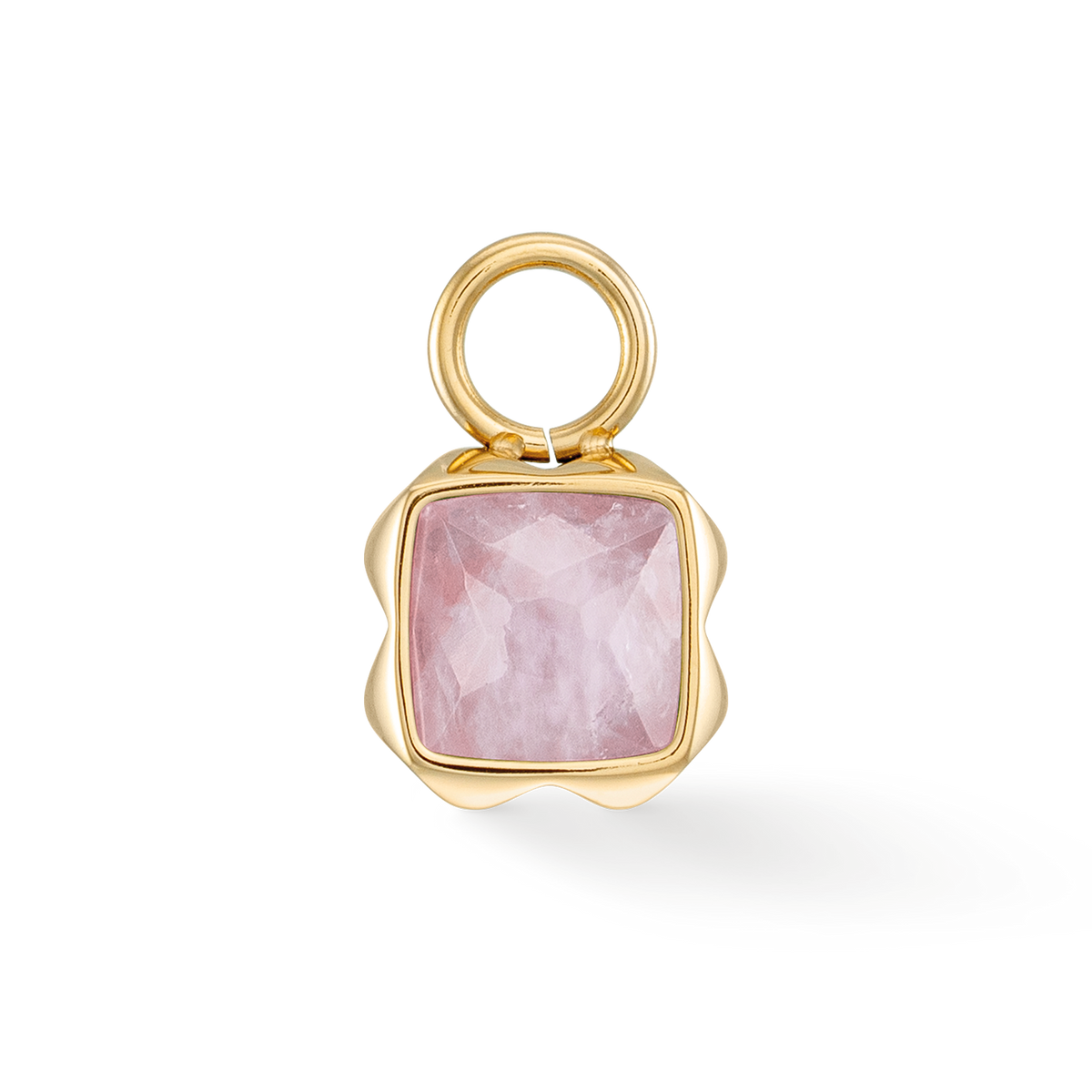 Birthstone October Charm Rose Quartz Gold