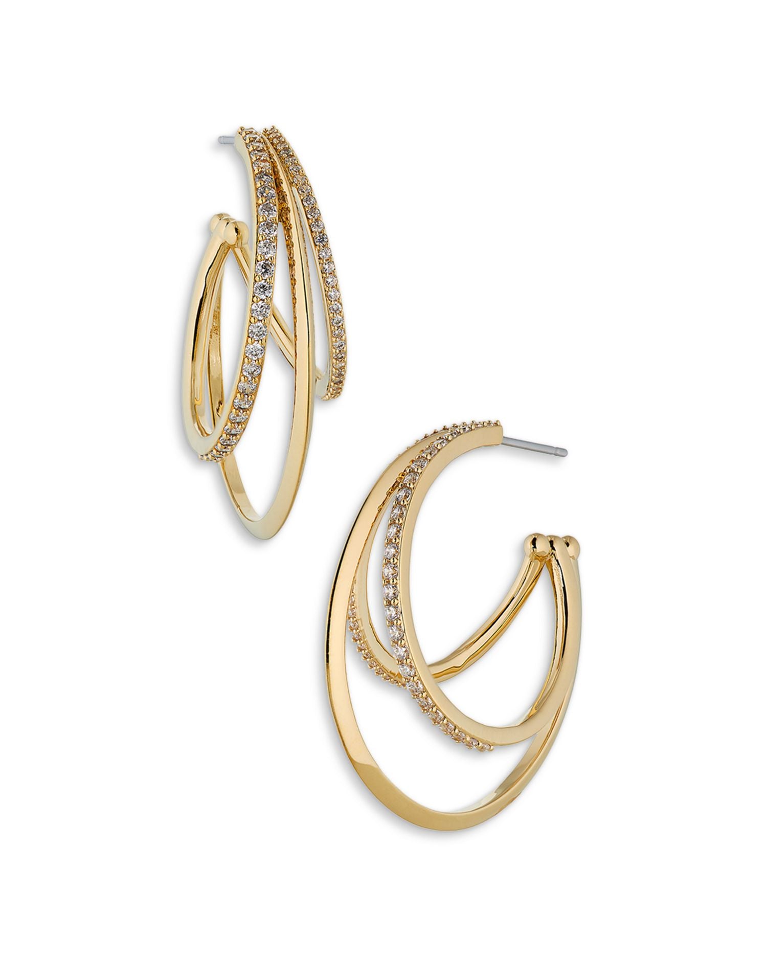Disco Triple Illusion Hoop Earrings in 18K Gold Plated or Rhodium Plated