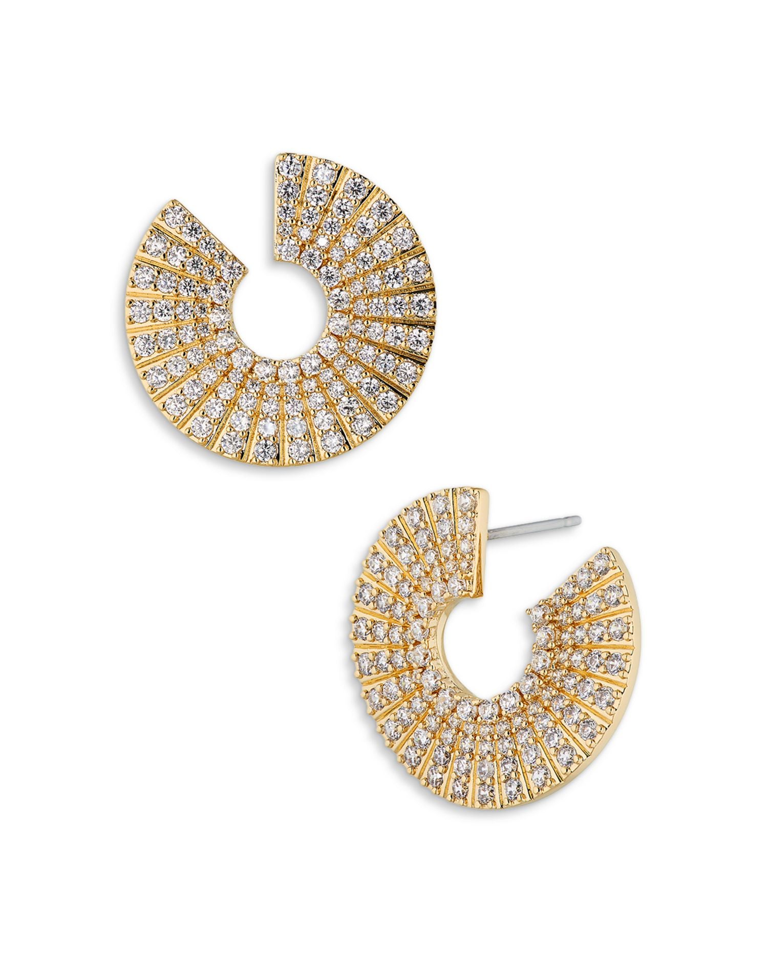 Disco Front to Back Hoop Earrings in 18K Gold Plated or Rhodium Plated