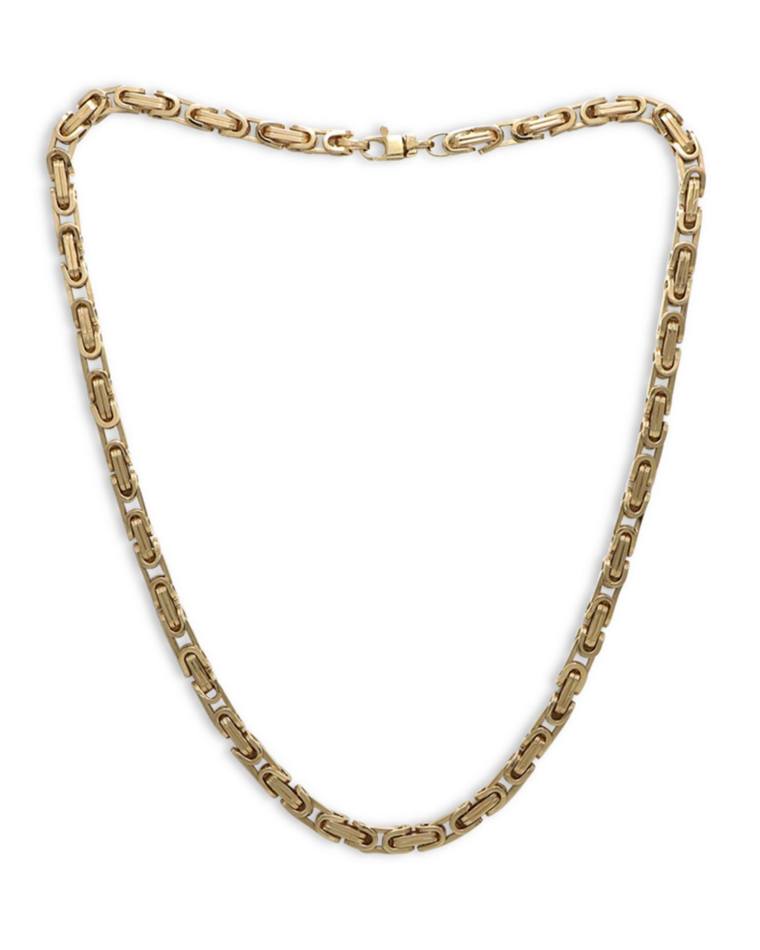 14K Yellow Gold Royal Byzantine Chain Link Necklace, 18'