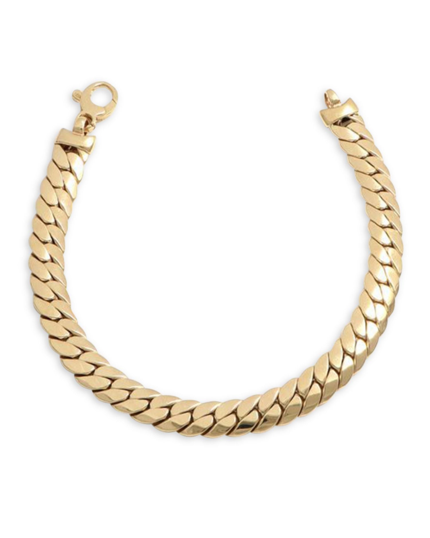 14K Yellow Gold Herringbone Curb Link Bracelet