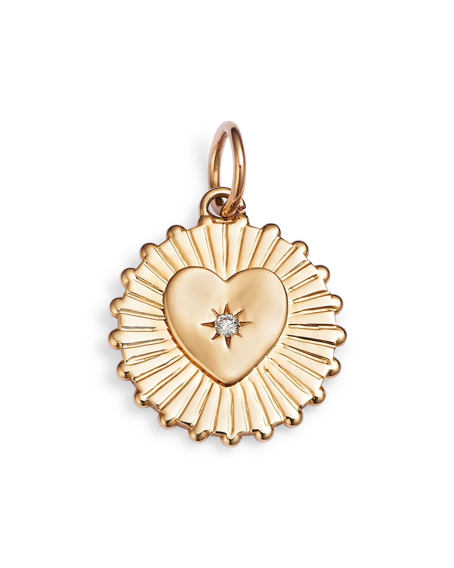 Charm Collection 14K Yellow Gold Diamond Heart Disc Charm