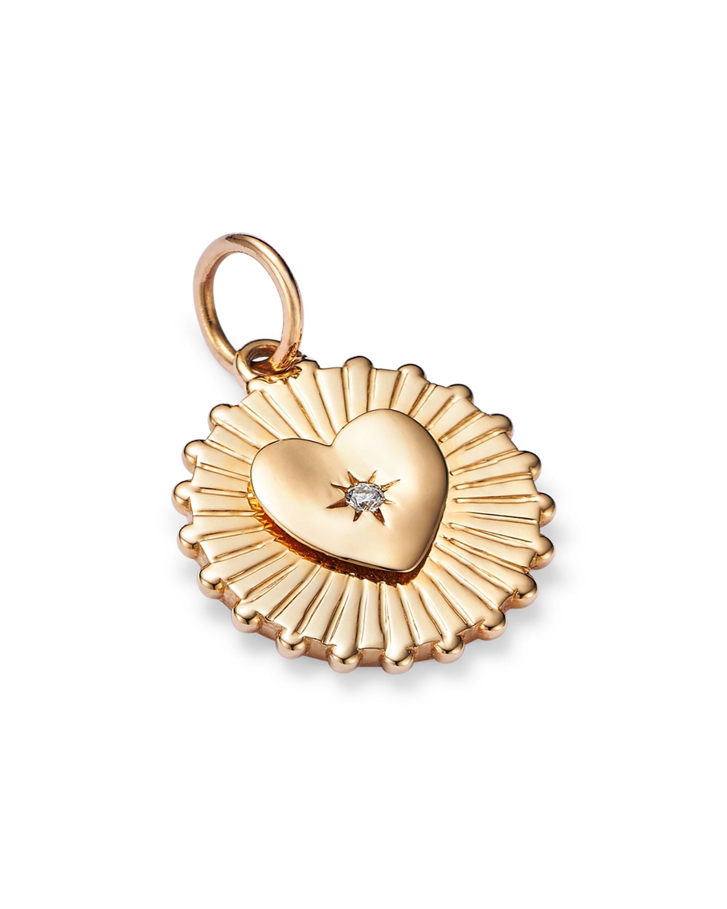 Charm Collection 14K Yellow Gold Diamond Heart Disc Charm