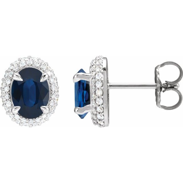 1.2Ct Lab-grown Diamond Halo Earrings in 14K White Gold