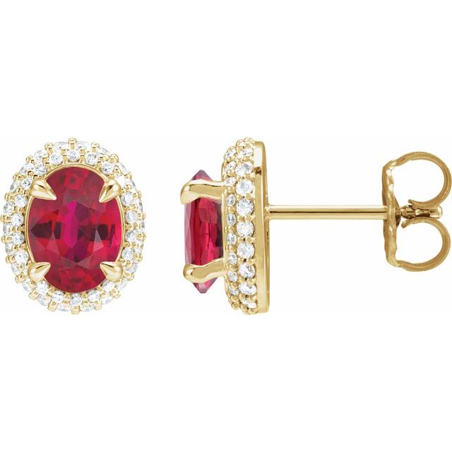 1.2Ct Lab-grown Diamond Halo Earrings in 14K Yellow Gold