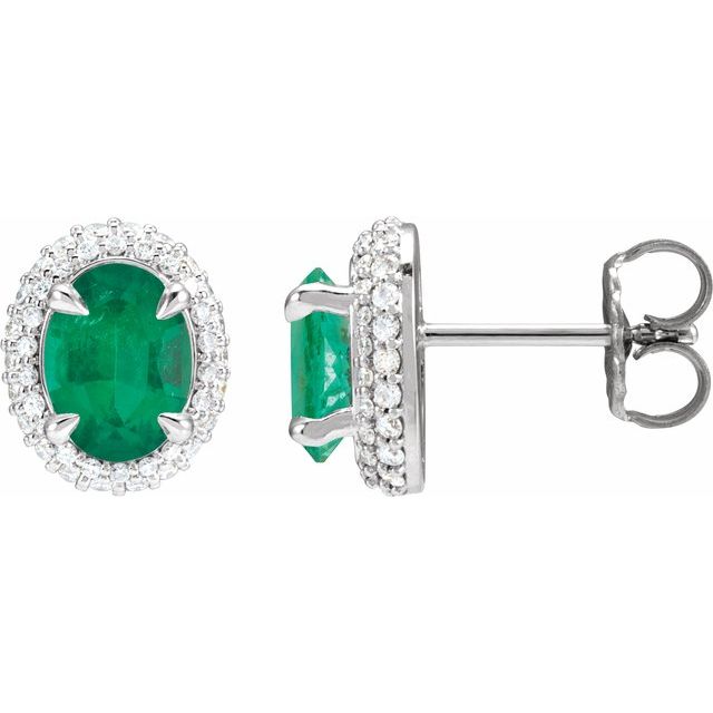 1.2Ct Emerald-Cut Lab-grown Diamond Halo Earrings in 14K White Gold