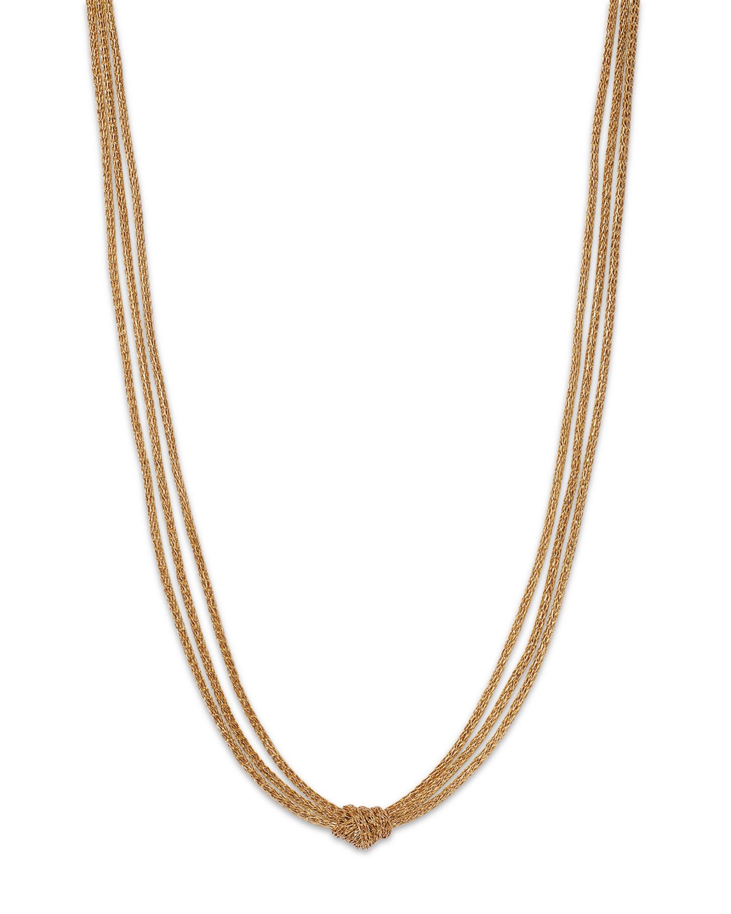 14K Yellow Gold Multi Layer Mesh Knotted Collar Necklace, 18'