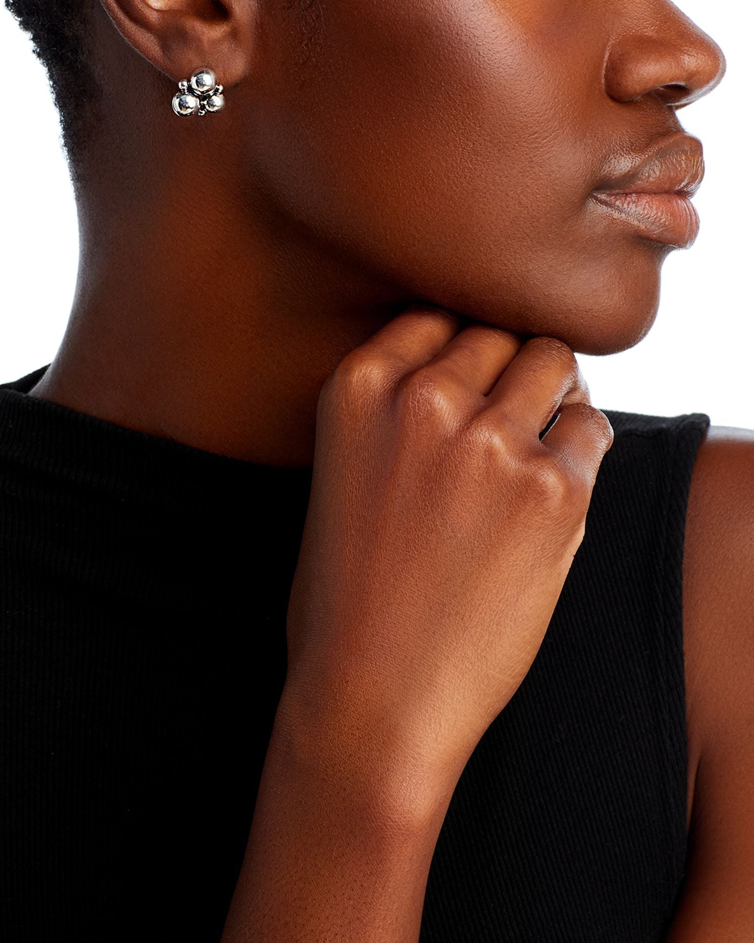 Sterling Silver Moonlight Grapes Ball Cluster Stud Earrings