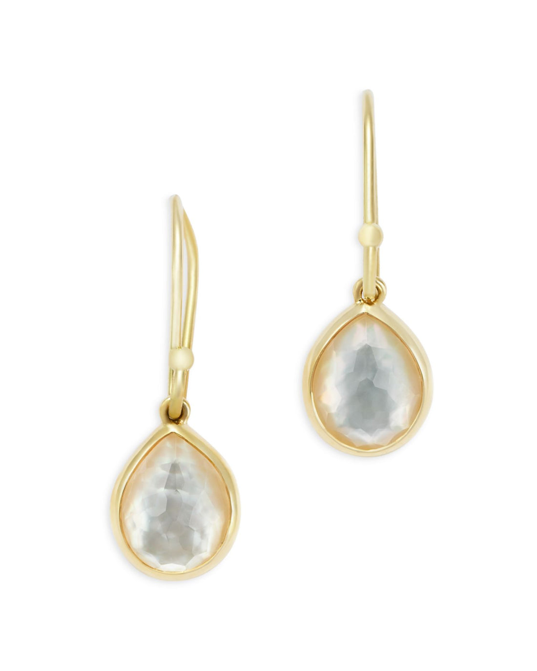 18K Yellow Gold Rock Candy® Teardrop Earrings in Rock Crystal and Mother-of-Pearl Doublet