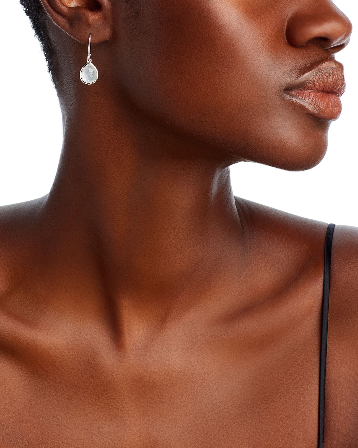 Sterling Silver Rock Candy® Mother-of-Pearl & Clear Quartz Doublet Mini Teardrop Earring