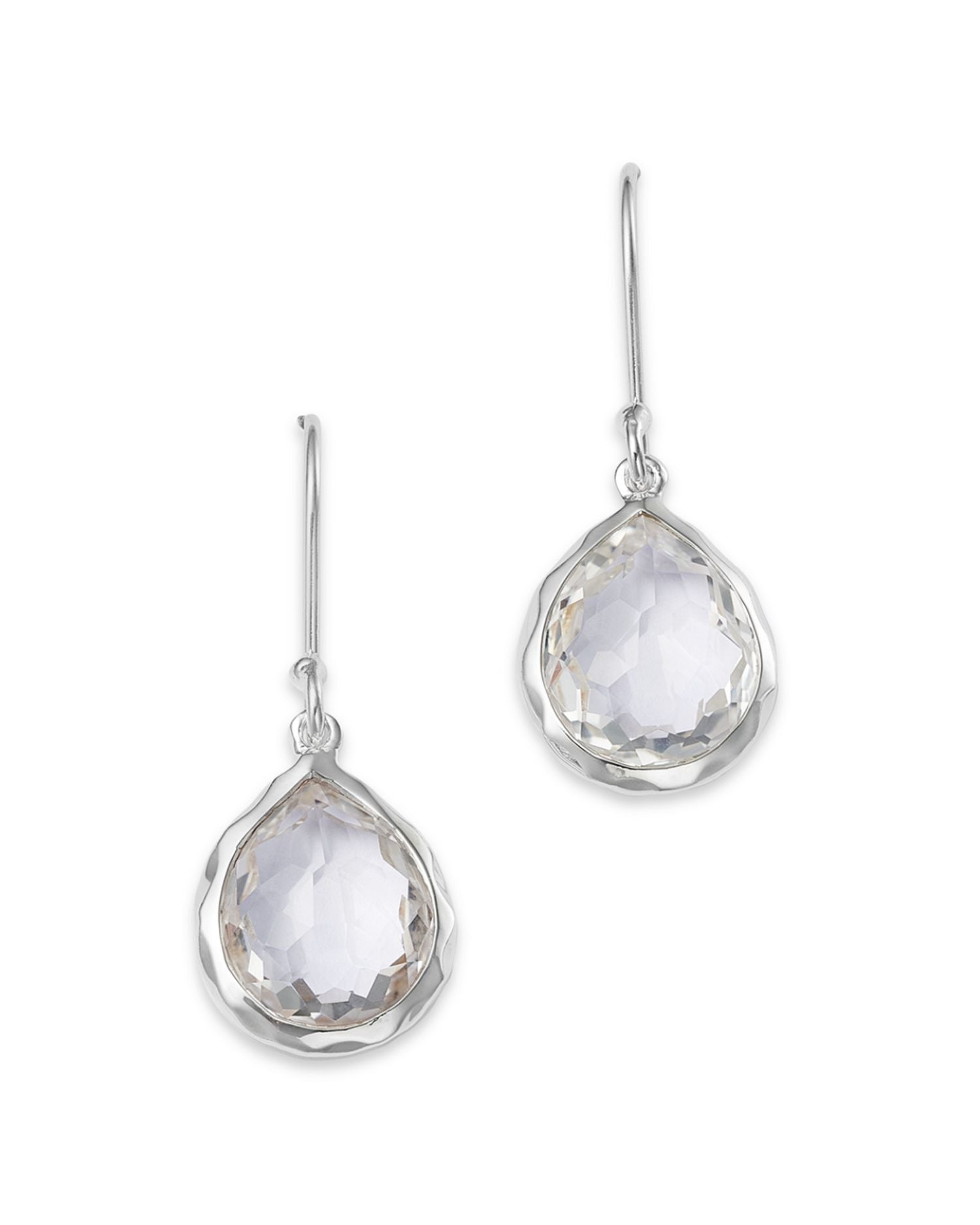 Sterling Silver Rock Candy Teeny Teardrop Earrings In Clear Quartz