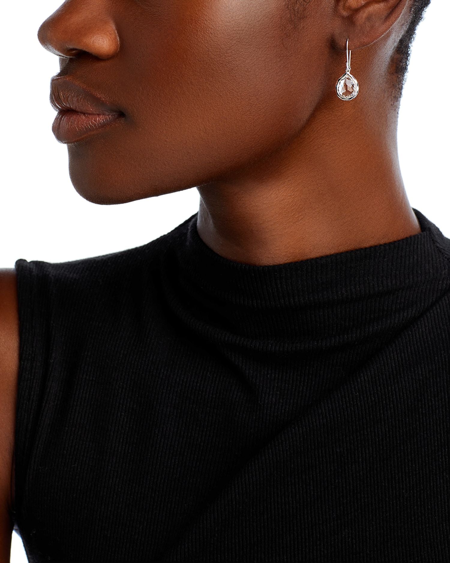 Sterling Silver Rock Candy Teeny Teardrop Earrings In Clear Quartz