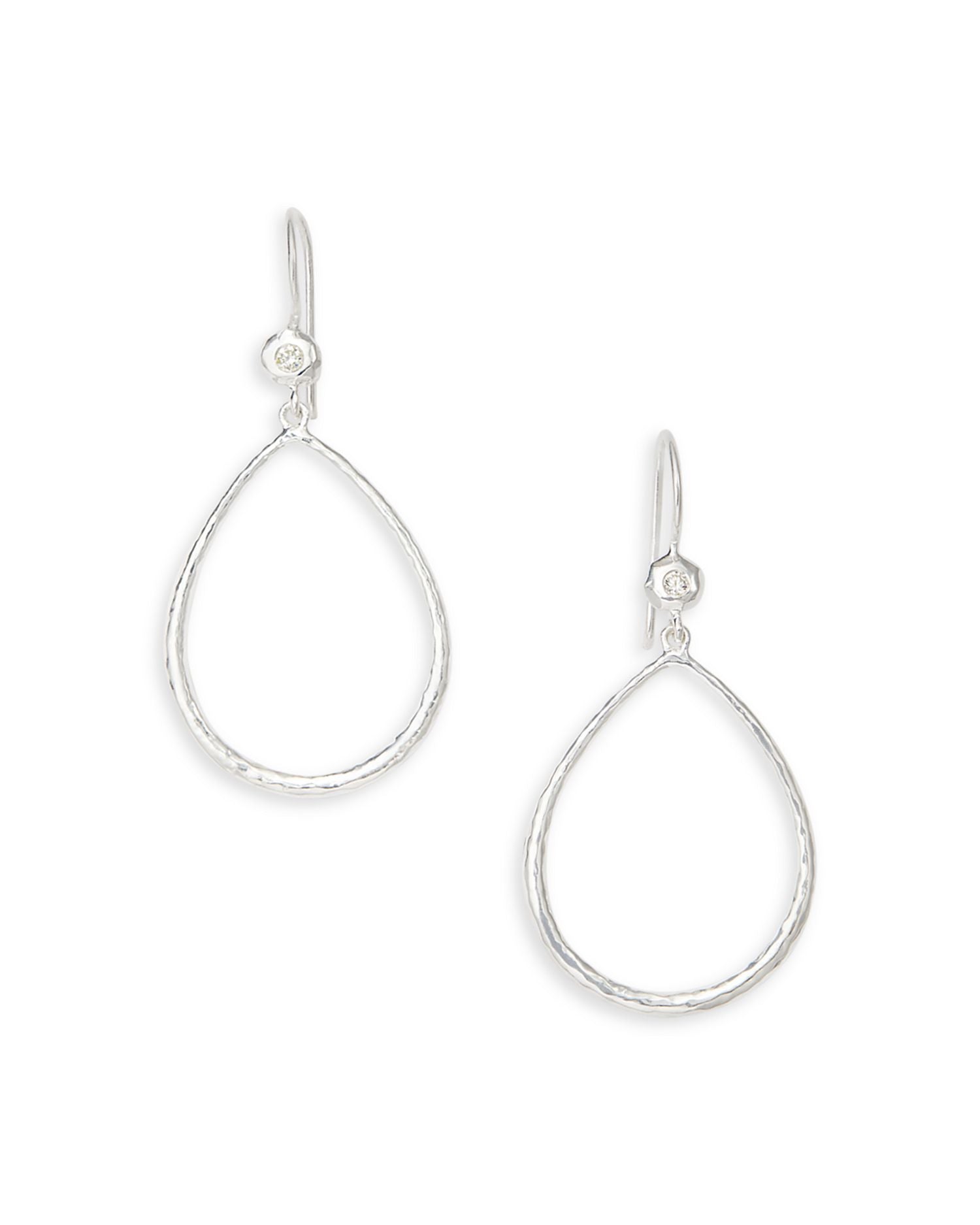 Ippolita Sterling Silver Open Teardrop Earrings with Diamonds