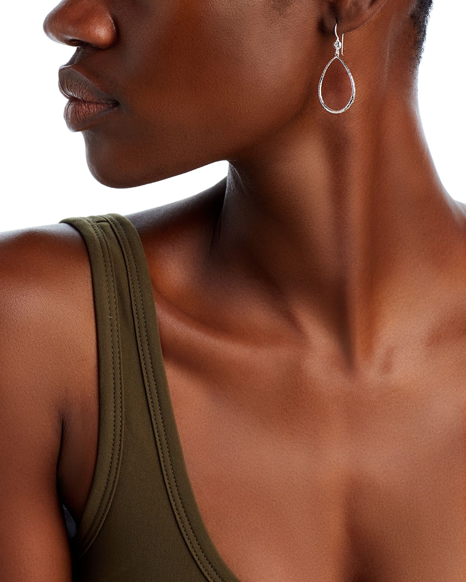 Ippolita Sterling Silver Open Teardrop Earrings with Diamonds