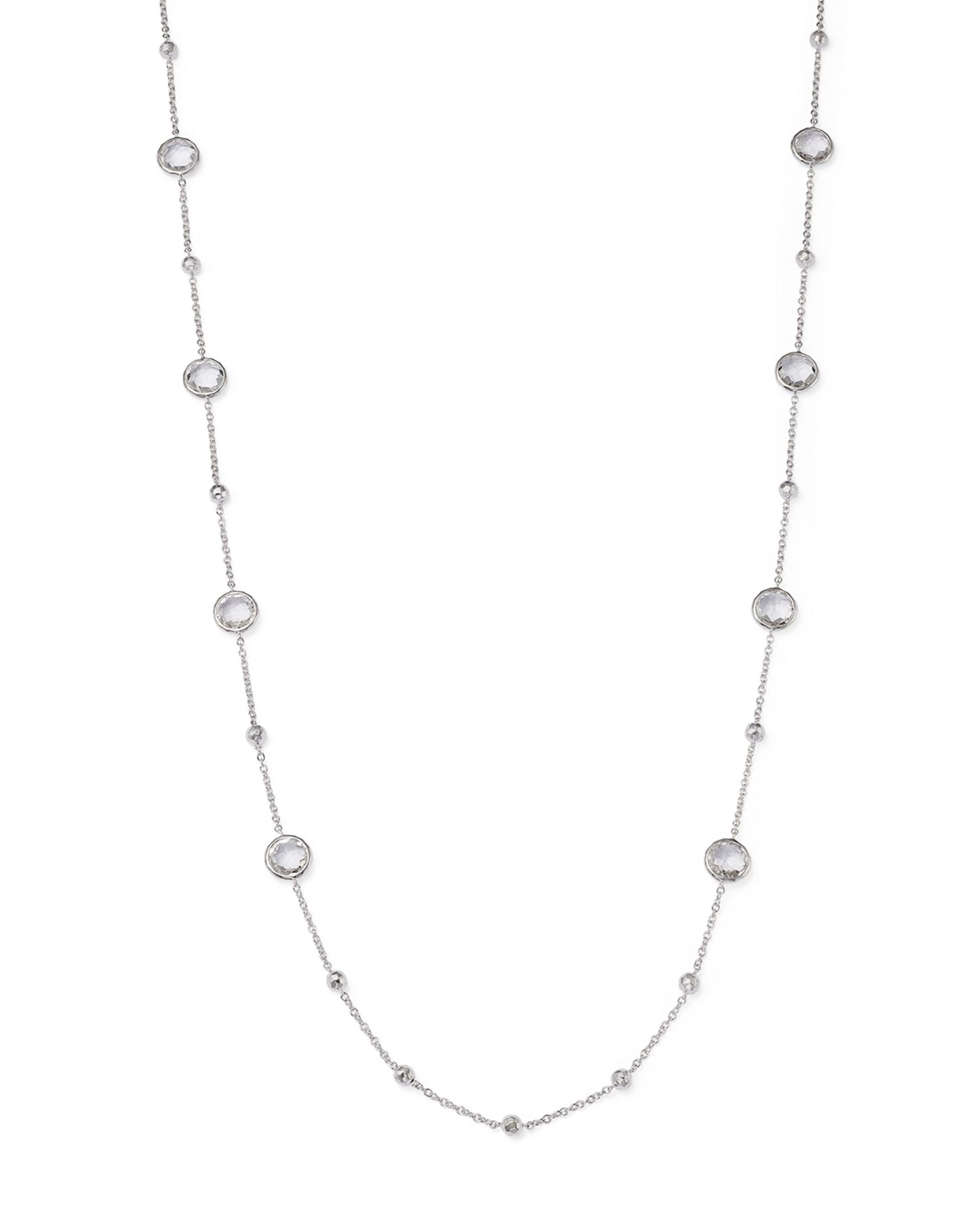 Sterling Silver Rock Candy Mini Lollipop Necklace in Clear Quartz, 37'