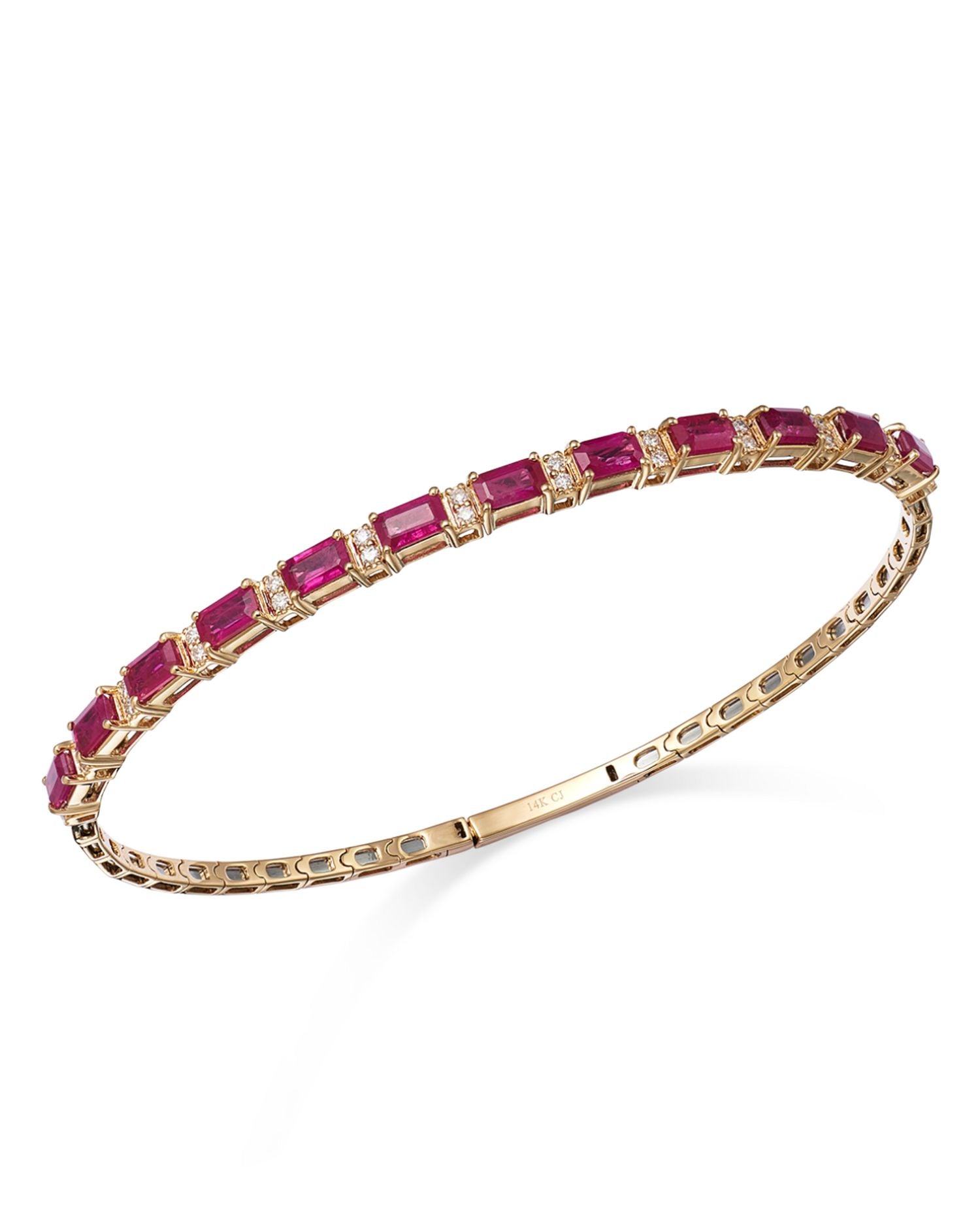 Precious Stone & Diamond Bangle Bracelet Collection in 14K Gold