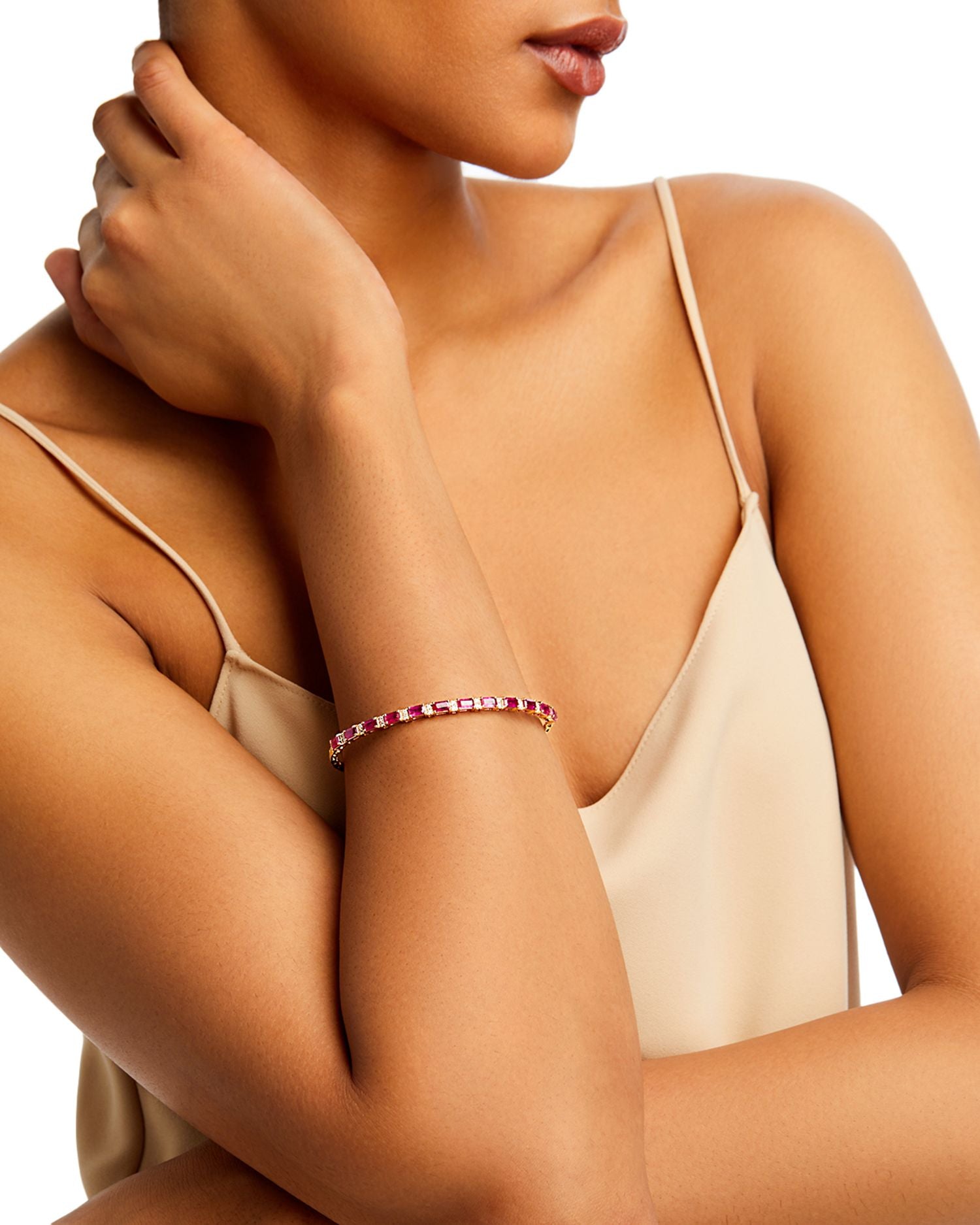 Precious Stone & Diamond Bangle Bracelet Collection in 14K Gold