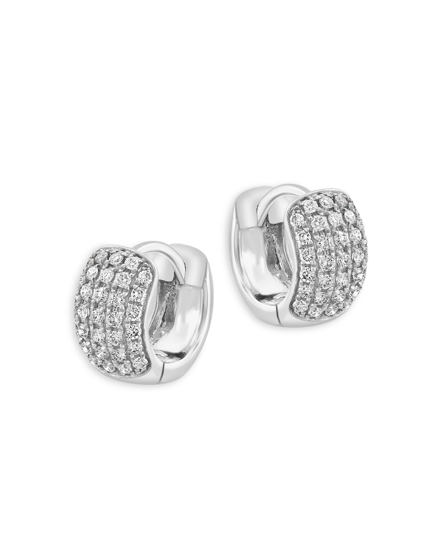 Pavé Diamond Huggie Hoop Earrings in 14K White Gold, 0.55 ct. t.w.