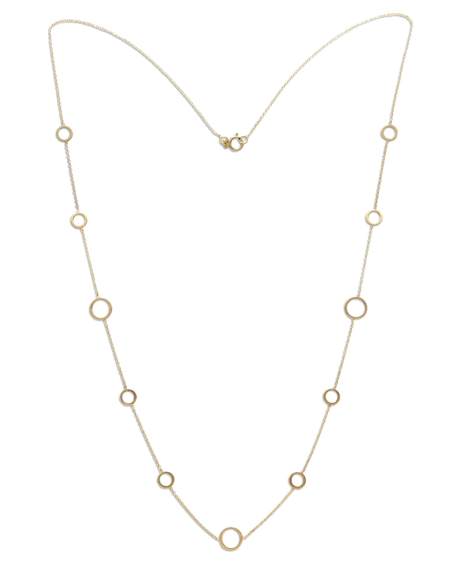 Open Circle Statement Necklace in 14K Yellow Gold, 24'
