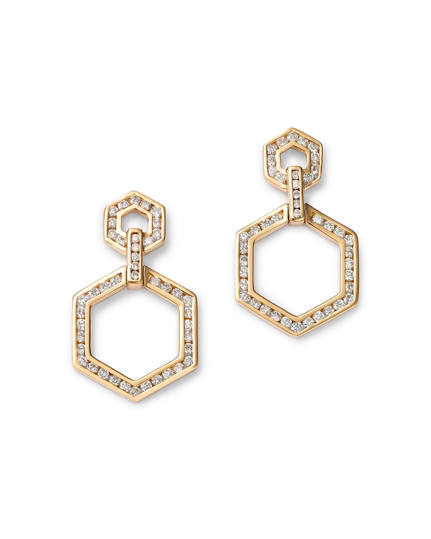 Diamond Geometric Drop Earrings in 14K Yellow Gold, 0.60 ct. t.w.