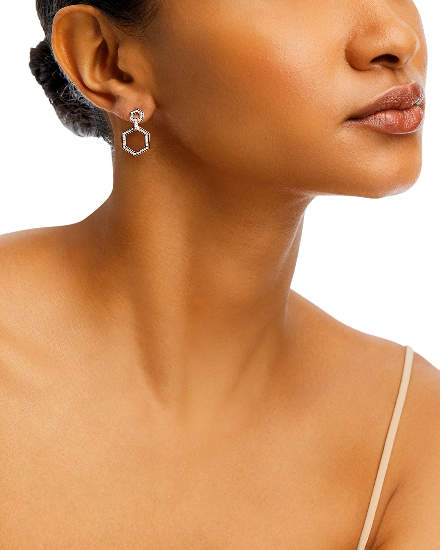 Diamond Geometric Drop Earrings in 14K Yellow Gold, 0.60 ct. t.w.