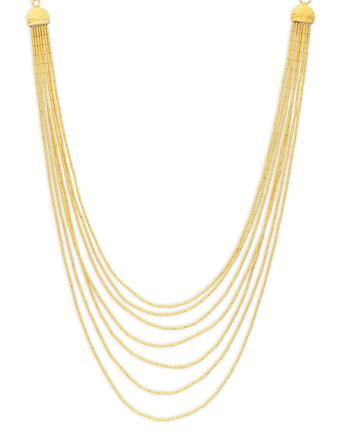 24K Yellow Gold Rain Multistrand Necklace, 14-18'