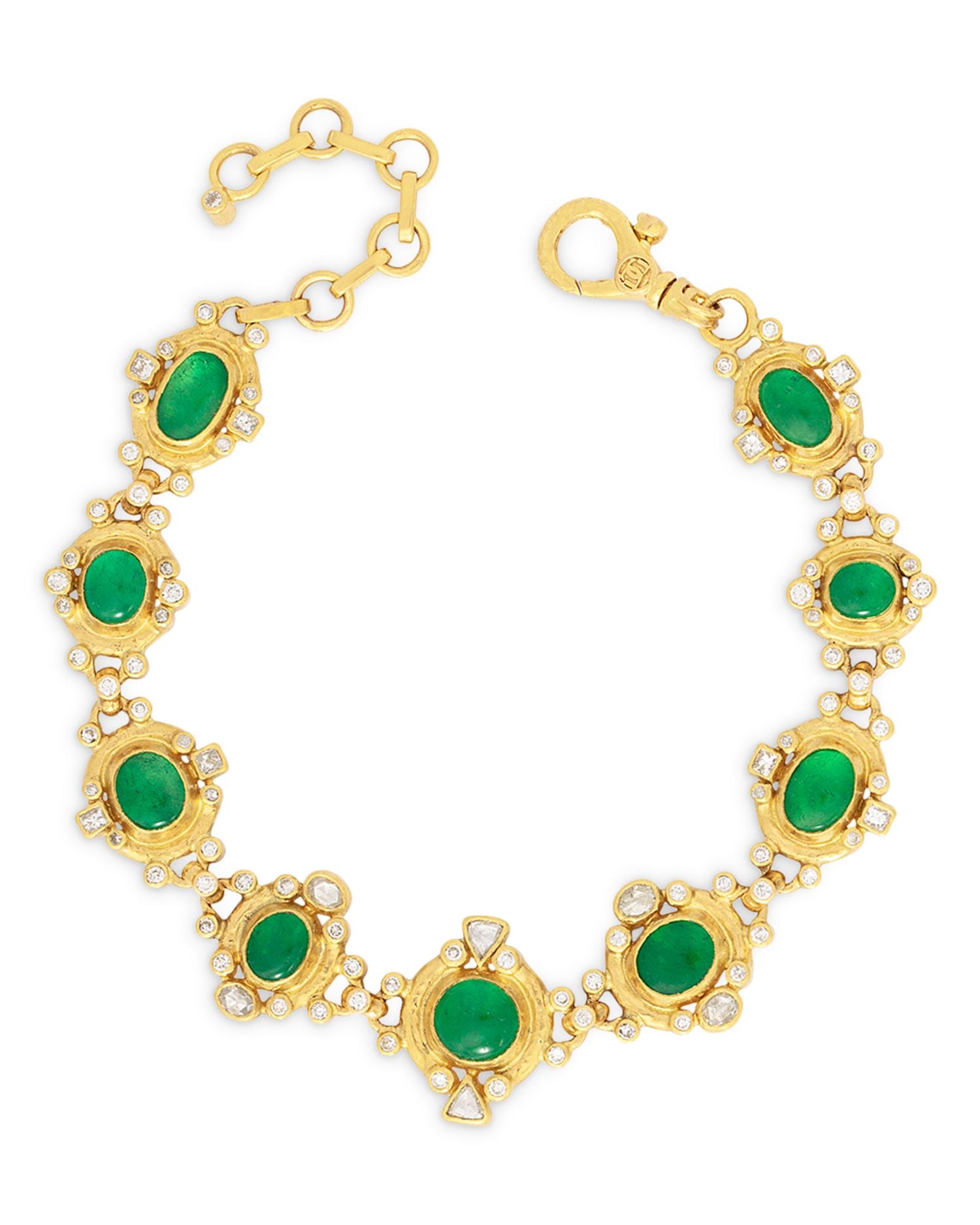22K & 24K Yellow Gold Muse Emerald & Diamond Link Bracelet