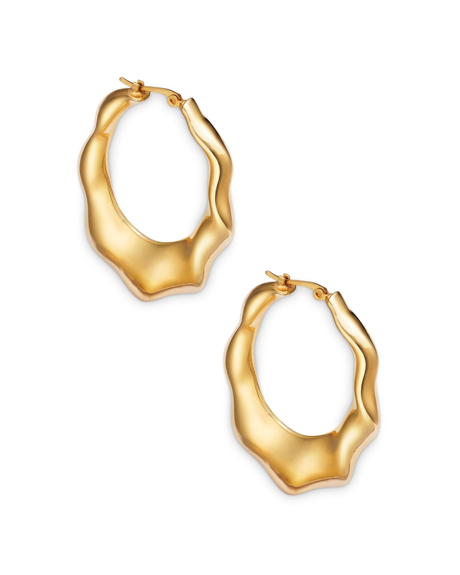 Wavy Medium Hoop Earrings in 14K Yellow Gold