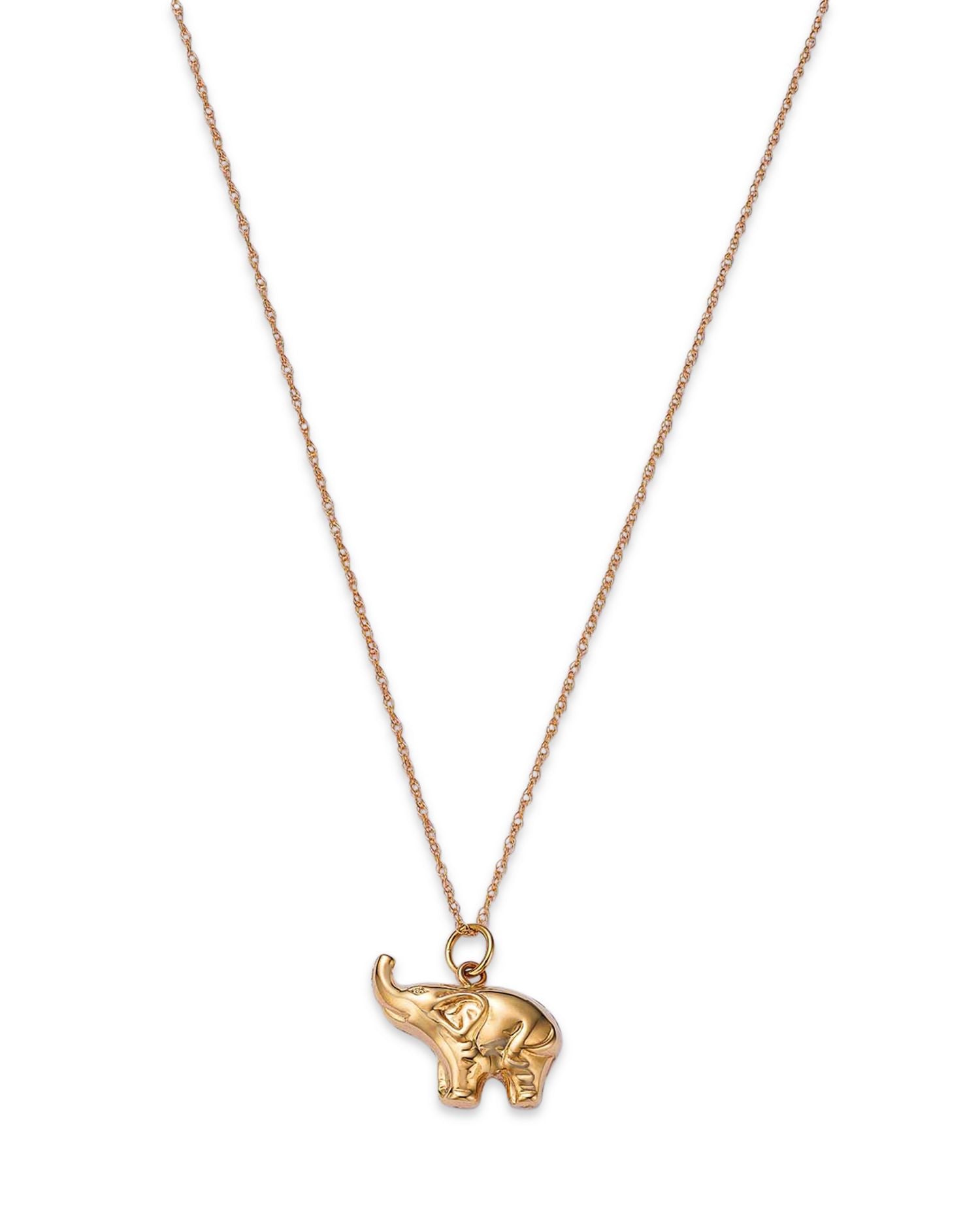 Baby Elephant Pendant Necklace in 14K Yellow Gold, 18'